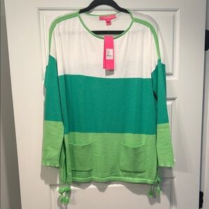 Lilly Pulitzer Myrtle Green and White Sweater